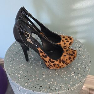 Guess Leopard Print Stiletto Heels